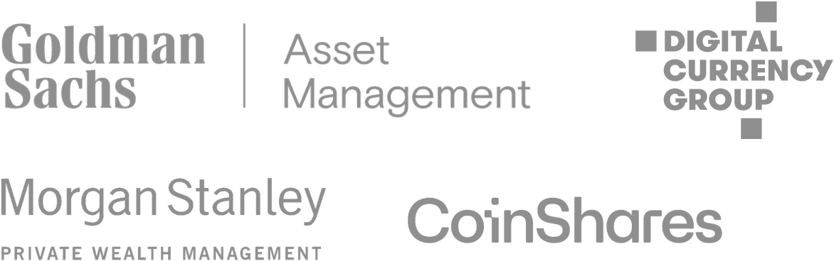 Goldman Sachs Asset Management, Digital Currency Group, Morgan Stanley Private Wealth Management, CoinShares