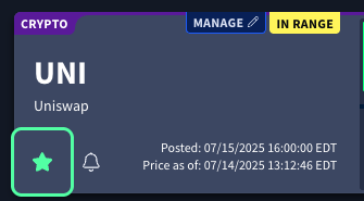 Partial list display of crypto asset with favorite star filled in green, toggled on.