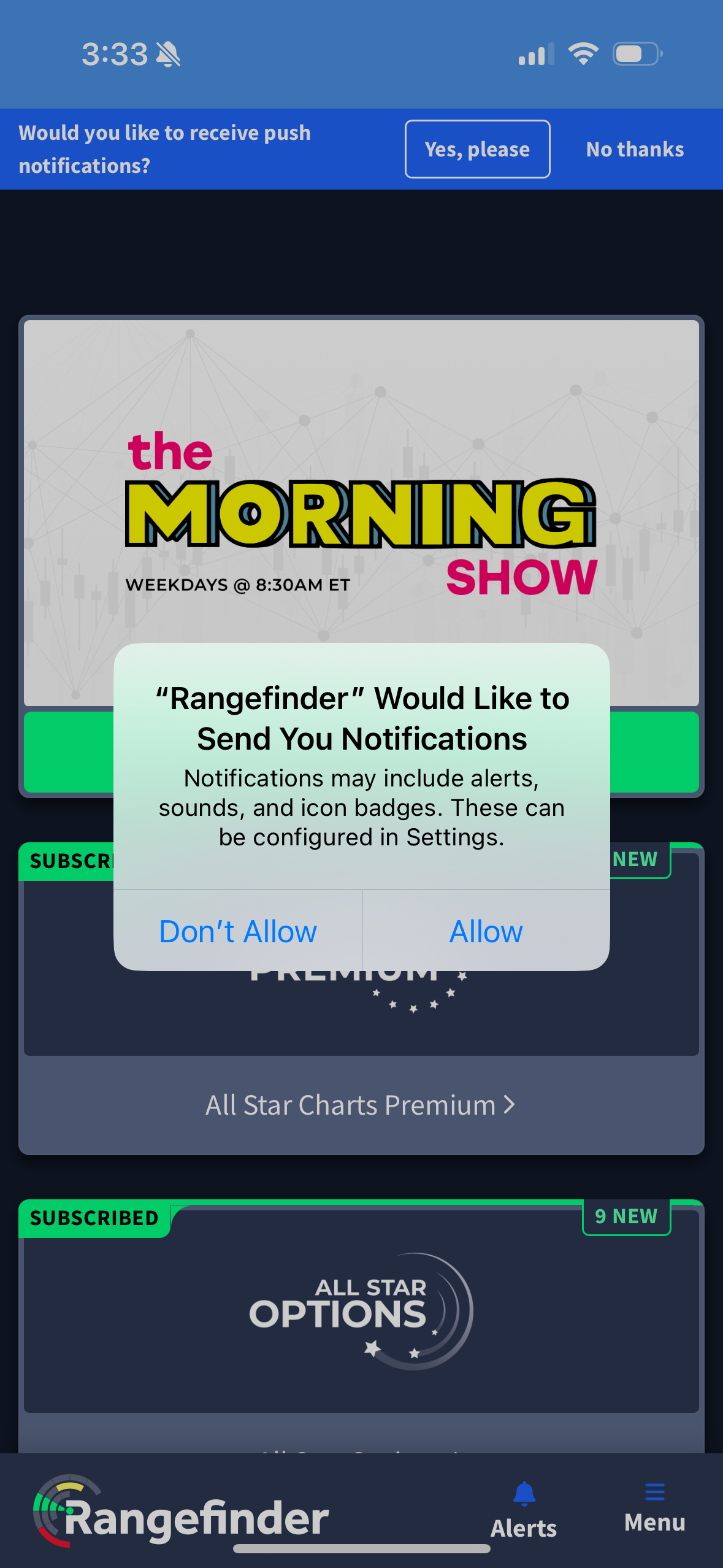 iOS notification permission overlay