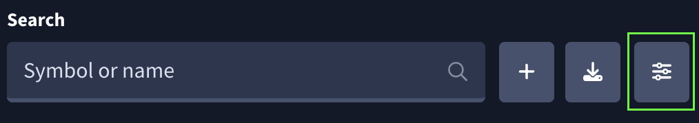 Rangefinder mobile list top bar with filters button outlined in green