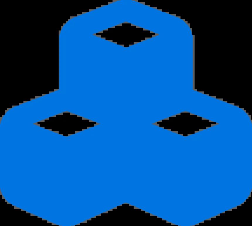 three blue cubes stacked