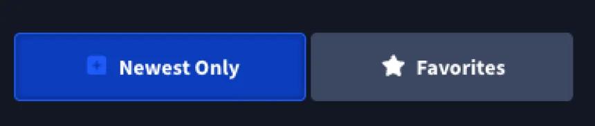 Rangefinder Newest Only and Favorites equity trades toggles, with Newest Only on and Favorites off
